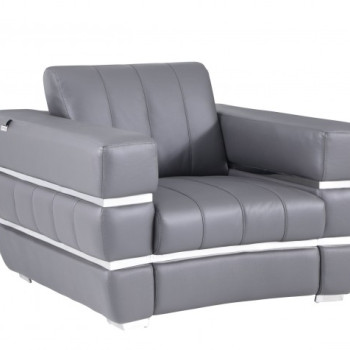 904-DK_GRAY-CH Dark Gray Italian Leather Chair 