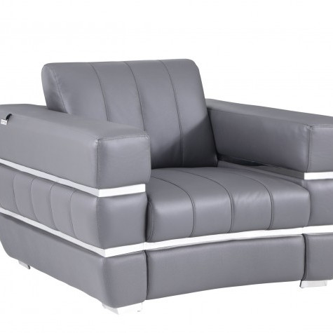 904-DK_GRAY-CH Dark Gray Italian Leather Chair 