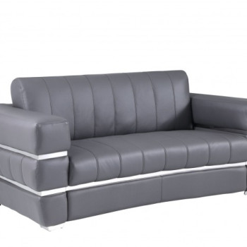 904-DK_GRAY-L Dark Gray Italian Leather Loveseat 