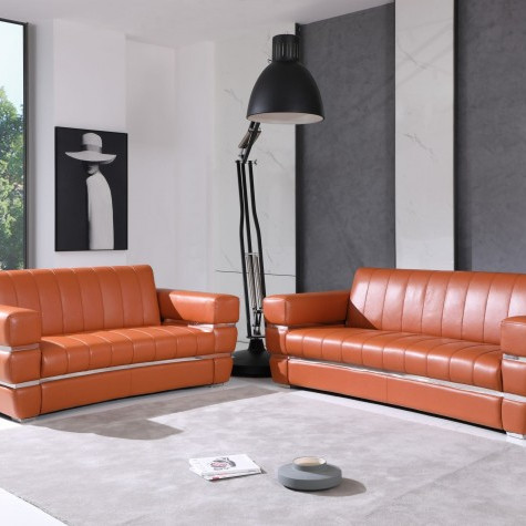 904-CAMEL-S-L 2PC SETS Camel Italian Leather Sofa + LOVESEAT