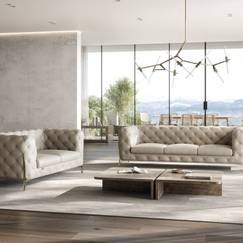 970-BEIGE-S-L 2PC SETS SOFA + LOVESEAT