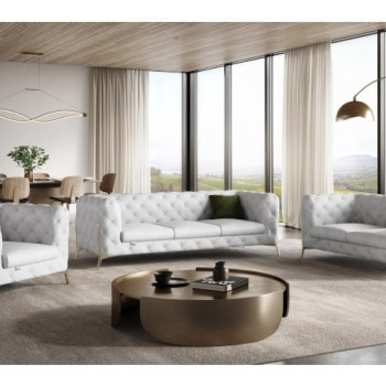 970-WHITE-S-L-CH 3PC SETS SOFA + LOVESEAT + CHAIR