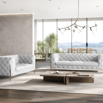 970-WHITE-S-L 2PC SETS SOFA + LOVESEAT