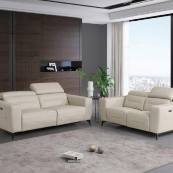 989-BEIGE-S-L 2PC SETS Power Reclining Sofa + LOVESEAT