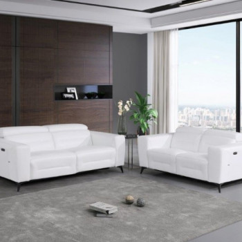 989-WHITE-S-L 2PC SETS Power Reclining Sofa + LOVESEAT