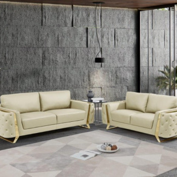1050-BEIGE-S-L 2PC SETS SOFA + LOVESEAT