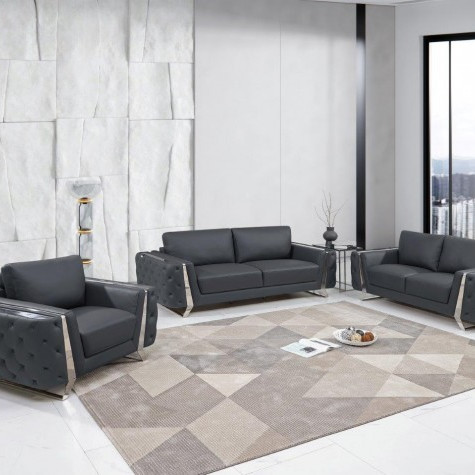 1050-DK-GRAY-S-L-CH 3PC SETS SOFA + LOVESEAT + CHAIR
