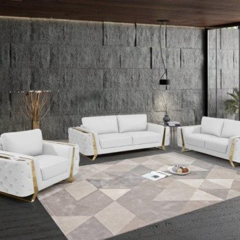 1050-WHITE-S-L-CH 3PC SETS SOFA + LOVESEAT + CHAIR