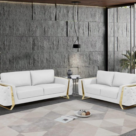 1050-WHITE-S-L 2PC SETS SOFA + LOVESEAT