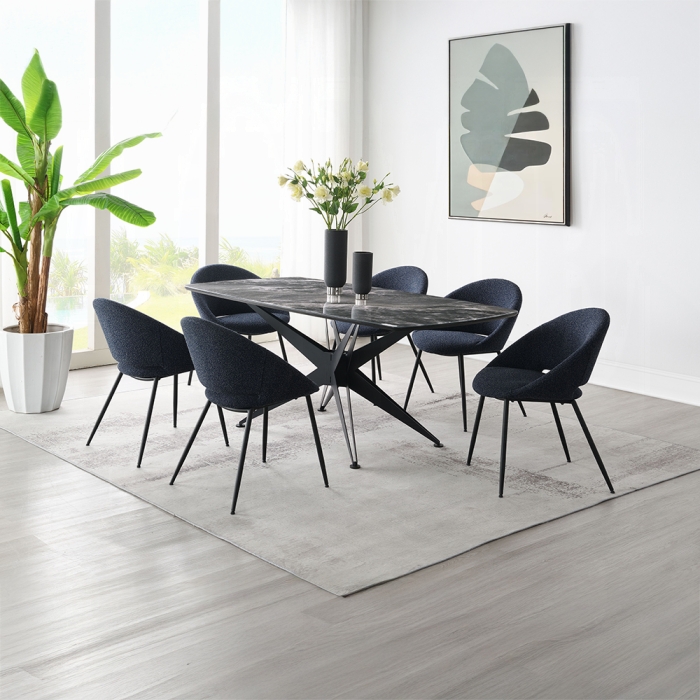DN03045-7PC1 7PC SETS Klaus Dining Table + 6 Side Chairs