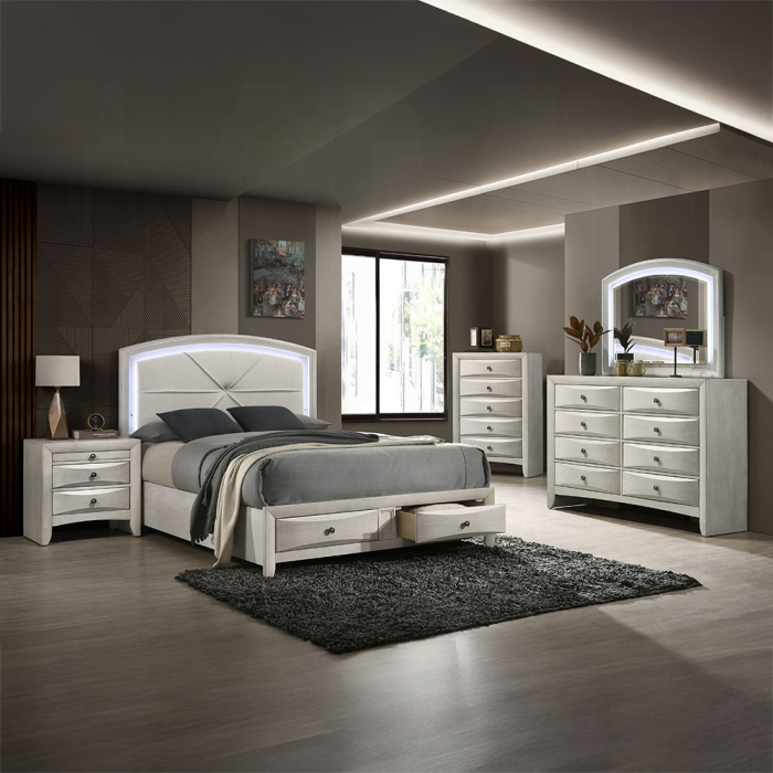 BD05281EK-4PC 4PC SETS Ramondi EK Bed w/Storage & LED