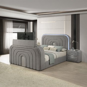 BD05652Q Shelyn Queen Bed w/Led, TV Stand, Fireplace & Bluetooth