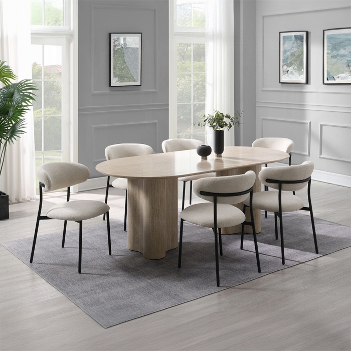 DN03675-7PC1 7PC SETS Jirina Dining Table + 6 Side Chairs