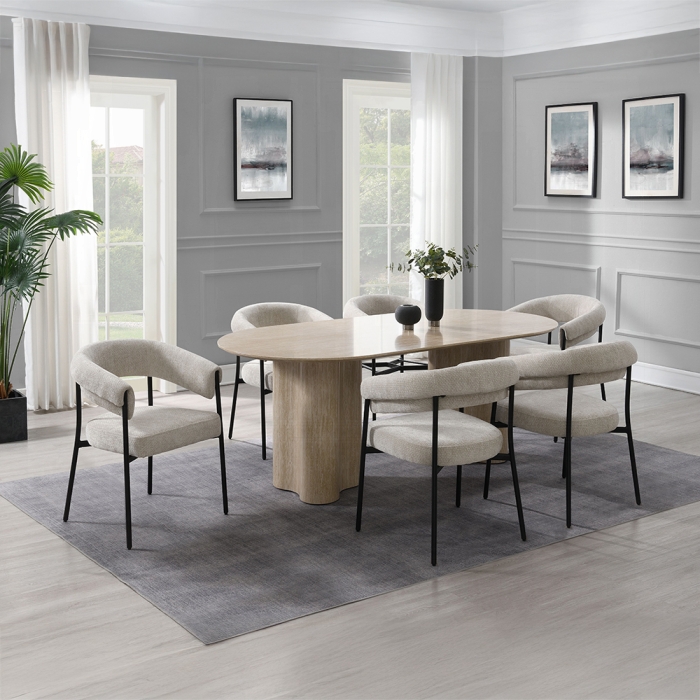 DN03675-7PC 7PC SETS Jirina Dining Table + 6 Arm Chairs