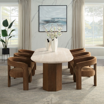 DN04015-7PC 7PC SETS Leonardo Dining Table + 6 Arm Chairs