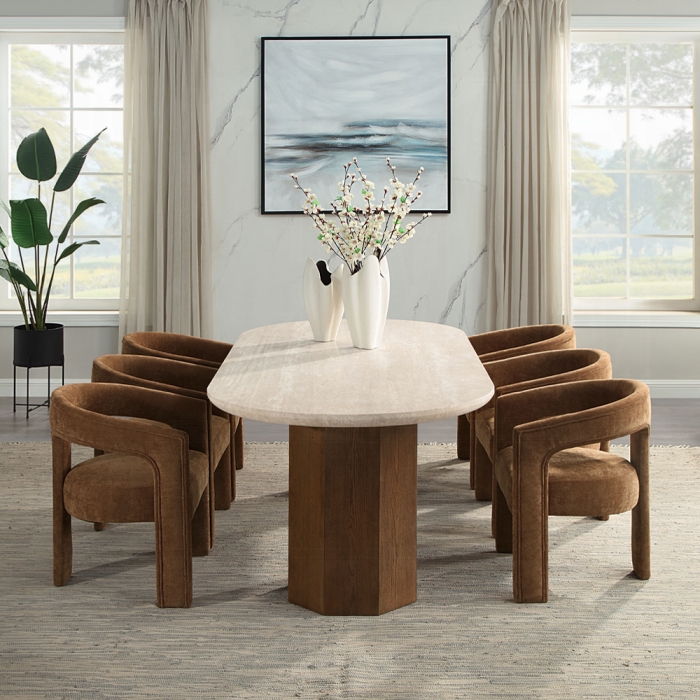 DN04015-7PC 7PC SETS Leonardo Dining Table + 6 Arm Chairs