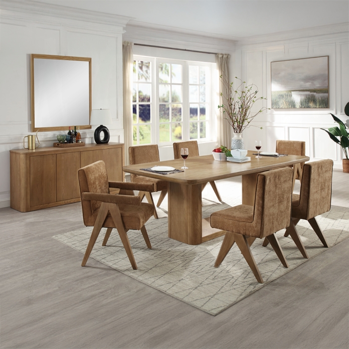 DN04075-7PC 7PC SETS Zoey Dining Table + 4 Side Chairs + 2 Arm Chairs