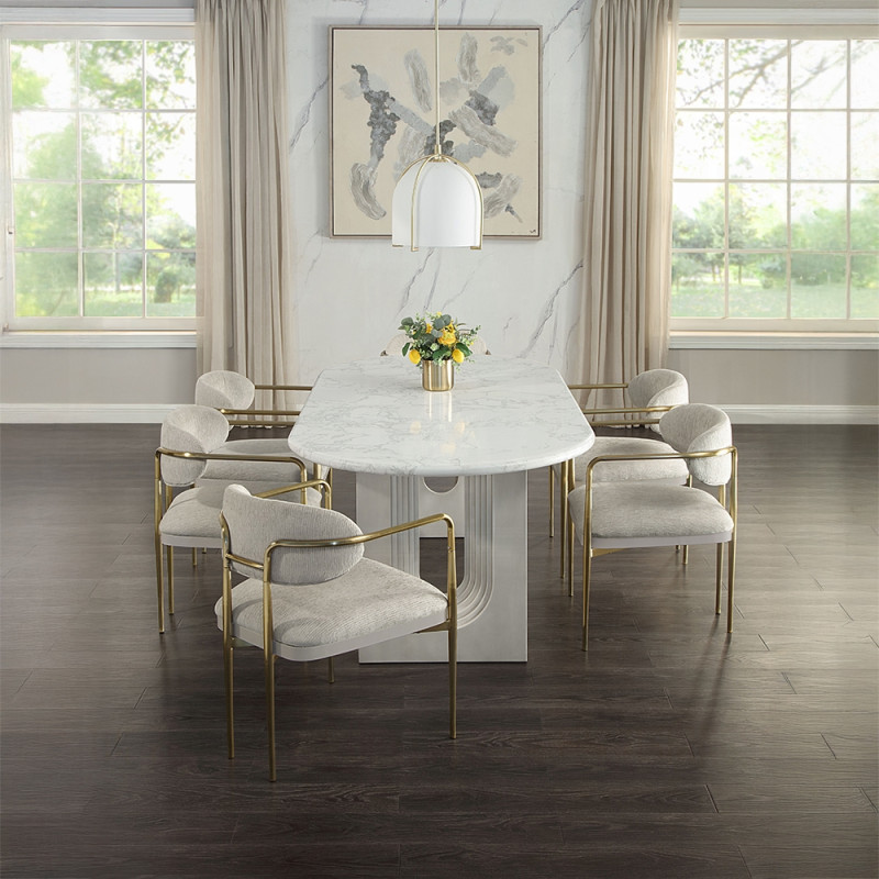 DN04205-7PC 7PC SETS Zayn Dining Table + 6 Arm Chair