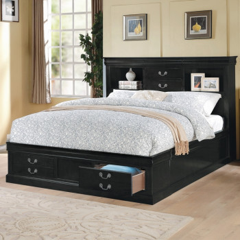 24390Q Louis Philippe III Queen Bed W/Storage