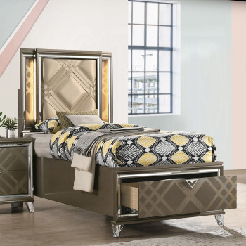 25340T Skylar Twin Bed W/Led & Storage