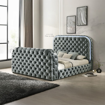 BD05072Q Kana Queen Bed w/LED, Fireplace & TV Stand