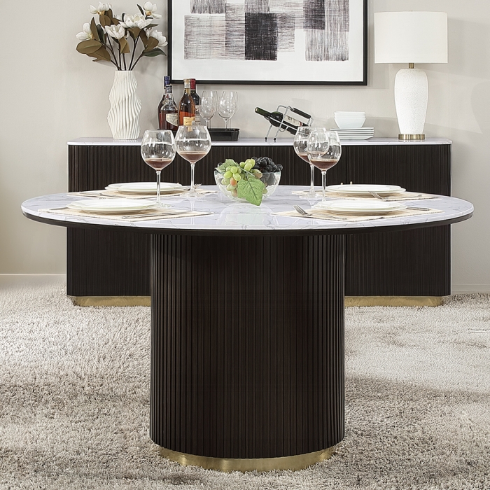 DN03950 Clayten Round Dining Table w/Marble
