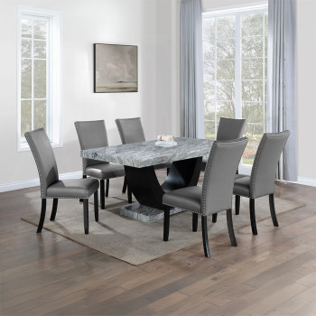 DN03705-7PC 7PC SETS Caralin Dining Table + 6 Side Chairs