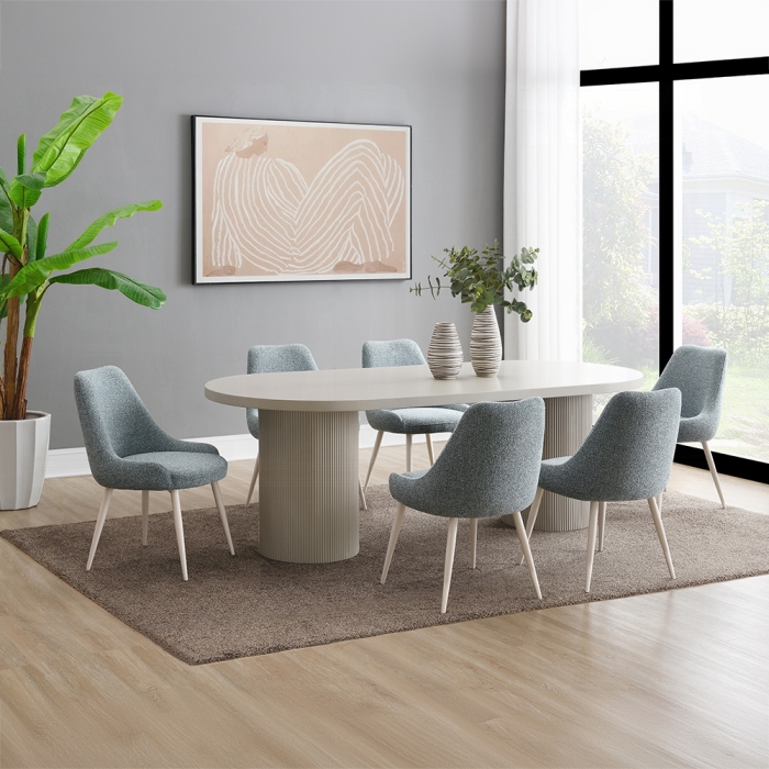 DN03695-7PC  7PC SETS Laela Dining Table + 6 Side Chairs