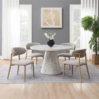 DN03715-5PC 5PC SETS Kacey Round Dining Table + 4 Side Chairs
