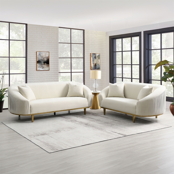 LV03850-2PC 2PC SETS Martina Sofa w/2 Pillows + Loveseat