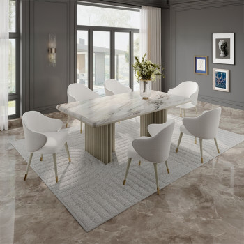 DN03085-7PC 7PC SETS Charity Dining Table + 6 Side Chairs