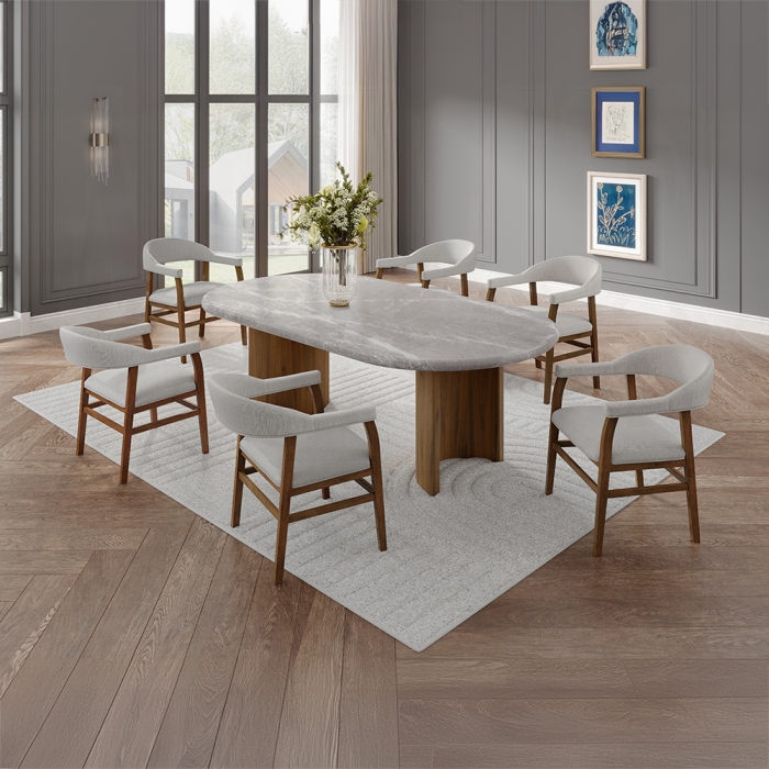 DN03095-7PC 7PC SETS Darcy Dining Table + 6 Side Chairs