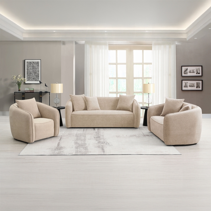 LV03610-3PC 3PC SETS Keith Sofa w/3 Pillows + Loveseat +  Chair