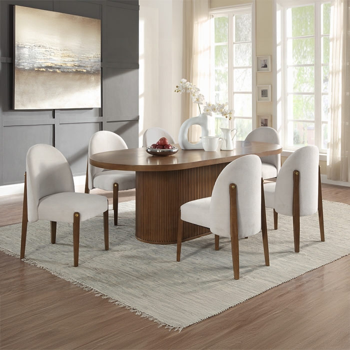 DN02855-7PC 7PC SETS Gamarya Dining Table + 6 Side Chairs