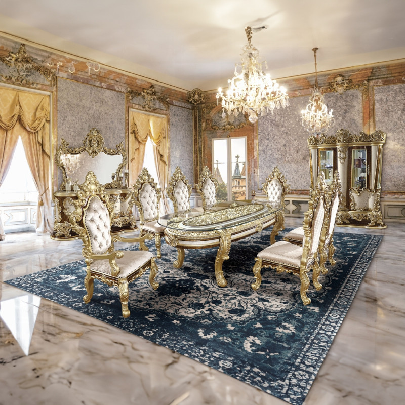 DN60000-9PC 9PC SETS Desiderius Dining Table + 6 Side Chairs + 2 Arm Chairs