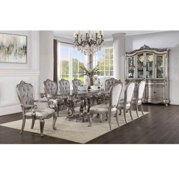 DN02281-9PC 9PC SETS Ariadne Dining Table W/Pedestal + 6 Side Chairs + 2 Arm Chairs