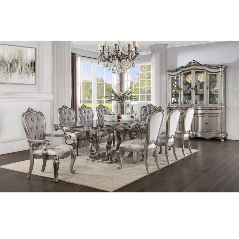 DN02281-9PC 9PC SETS Ariadne Dining Table W/Pedestal + 6 Side Chairs + 2 Arm Chairs