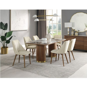 DN03145-7PC 7PC SETS Willene DINING TABLE W/CERAMIC TOP + 6 SIDE CHAIRS