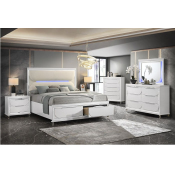 BD02317Q-4PC 4PC SETS Tarian Queen Bed W/Led & Storage