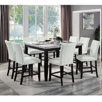 DN01444-9PC 9PC SETS Hussein Counter Height Table W/Marble Top + 8 