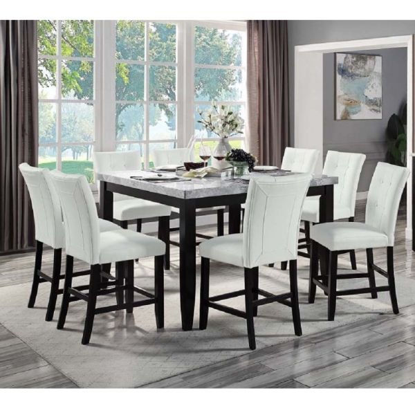 DN01444-9PC 9PC SETS Hussein Counter Height Table W/Marble Top + 8 