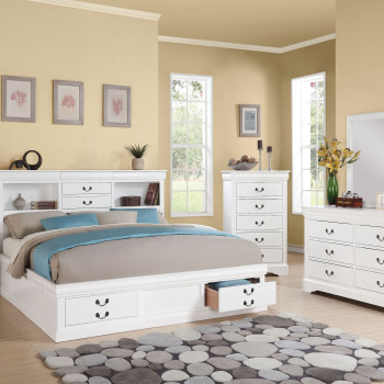 24490Q-4PC 4PC SETS Louis Philippe III Queen Bed