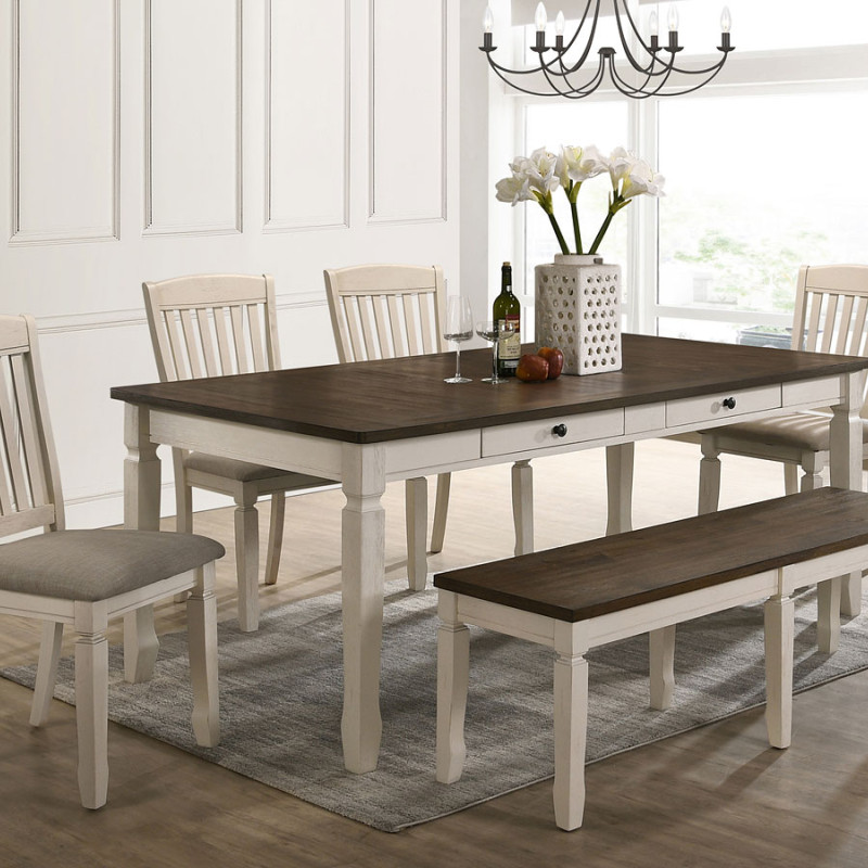 77190-6PC 6PC SETS Fedele Dining Table + 4 Side Chairs + Bench