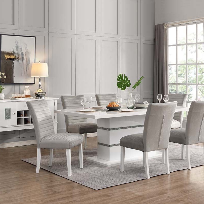 DN00814-7PC 7PC SETS Elizaveta Dining Table + 6 Side Chairs