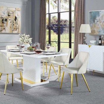 DN01258-7PC 7PC SETS Gaines Dining Table + 6 Side Chairs