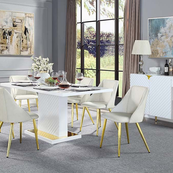 DN01258-7PC 7PC SETS Gaines Dining Table + 6 Side Chairs