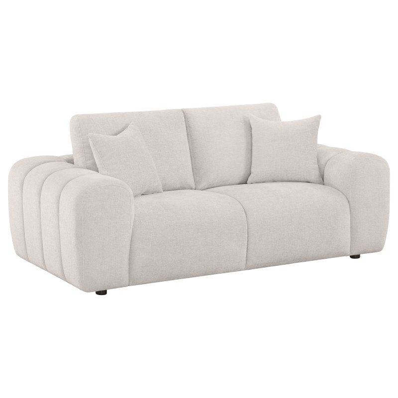 504956 Burnett Chenille Upholstered Wide Arm Loveseat Ivory