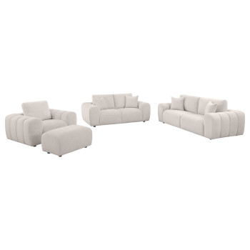 504955-S4 Burnett 4-piece Chenille Upholstered Sofa Set Ivory