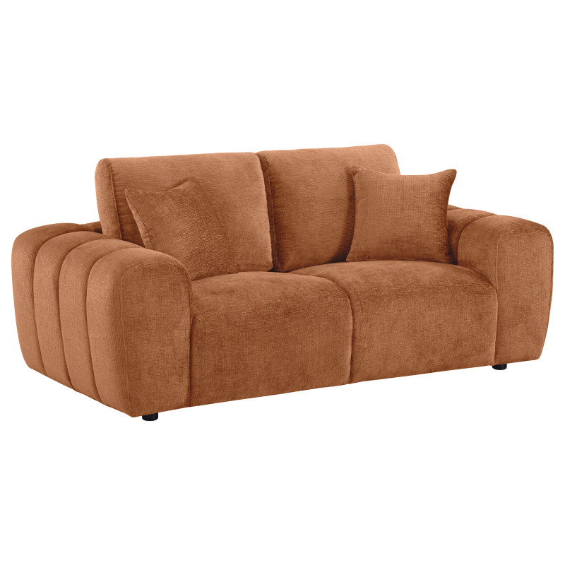 504952 Burnett Chenille Upholstered Wide Arm Loveseat Burnt Orange