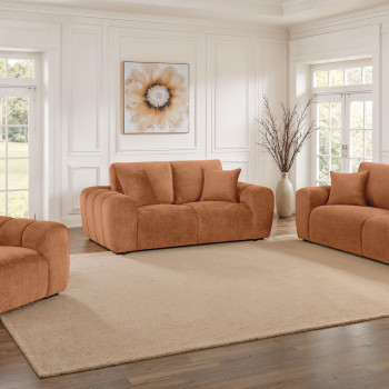 504951-S3 Burnett 3-piece Chenille Upholstered Sofa Set Burnt Orange